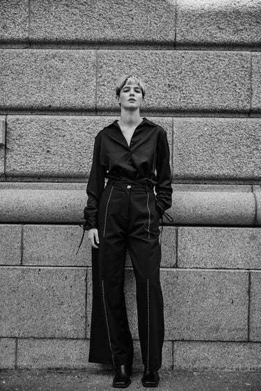 STITCH DETAILED WIDE LEG PANT